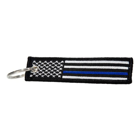 Keychain - Thin Blue Line Flag Patch