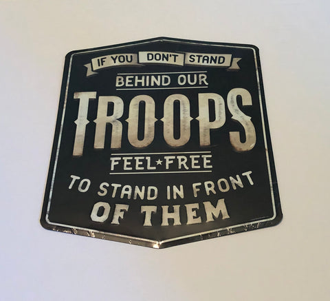 Sign - Troops, Embossed Tin