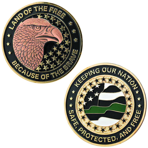Challenge Coin - Thin Green Line "Keeping Our Nation Safe"